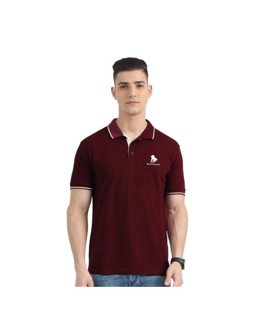 Greys&Blues Organic Polo Tshirt- Maroon with White Tipping